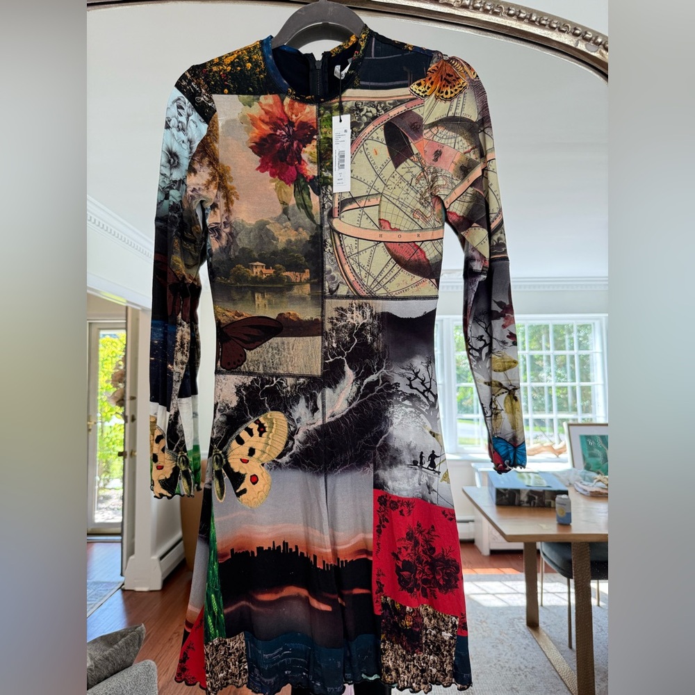 Alice + Olivia Multicolor Floral and Map Print Dress